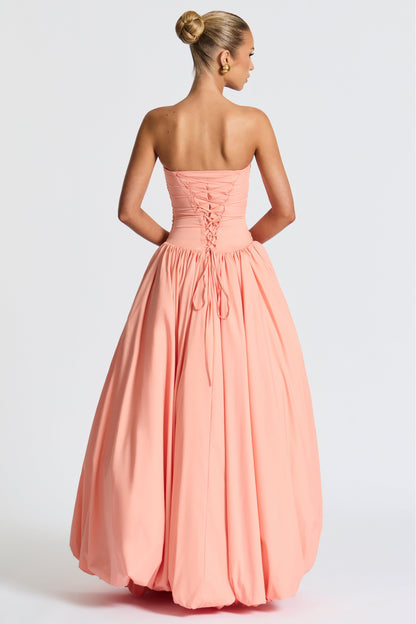 Solid Off-Shoulder Lace-Up Maxi Dress