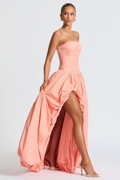 Solid Off-Shoulder Lace-Up Maxi Dress