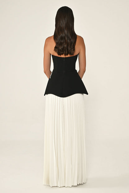 Contrast Color 3D Flower Bandage Maxi Dress