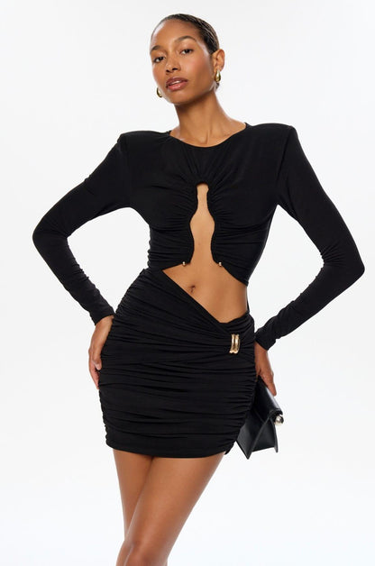 Jersey Cut-Out Metal Decorations Mini Dress