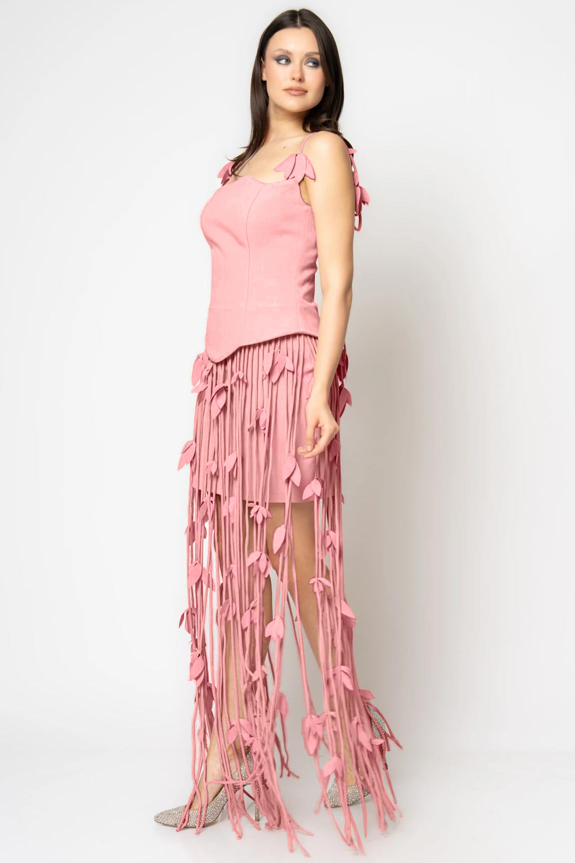 3D Flower Bandage Tassel Maxi Dress