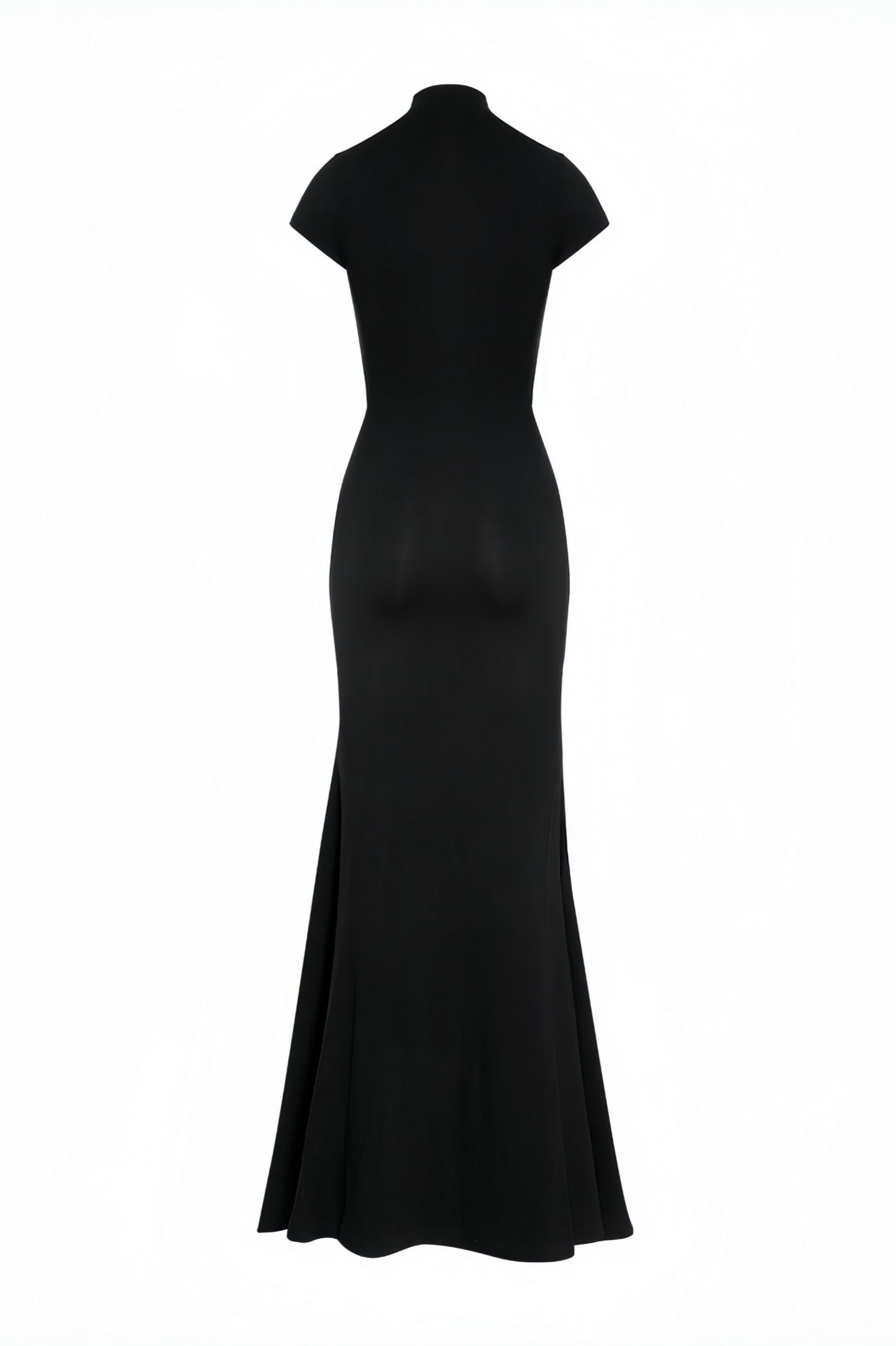 Solid Short Sleeve Slit Maxi Dress