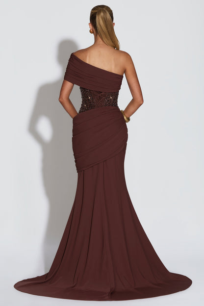 Chiffon Splicing Sequin Off-Shoulder Maxi Dress