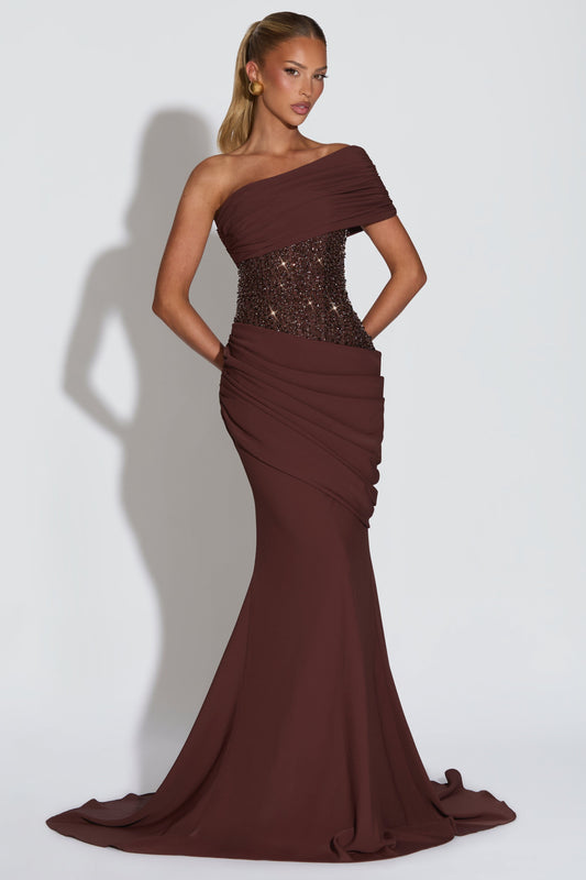 Chiffon Splicing Sequin Off-Shoulder Maxi Dress