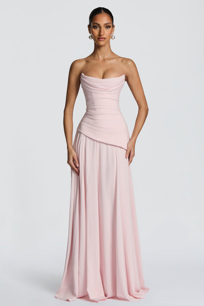 Solid Off-Shoulder Tie-Up Maxi Dress