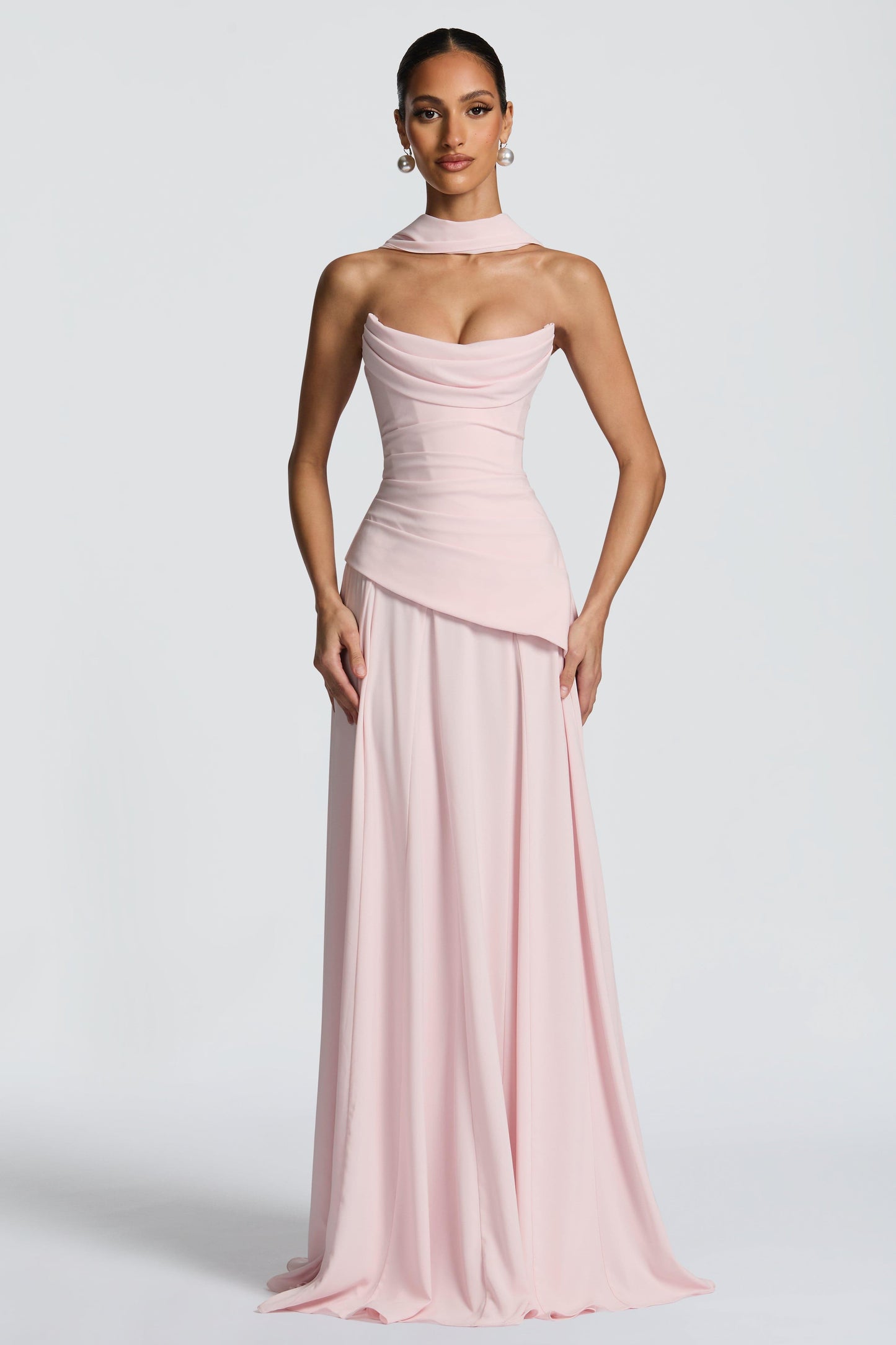 Solid Off-Shoulder Tie-Up Maxi Dress