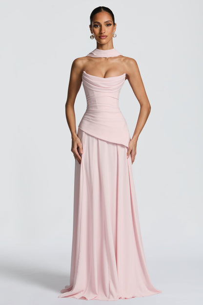 Solid Off-Shoulder Tie-Up Maxi Dress
