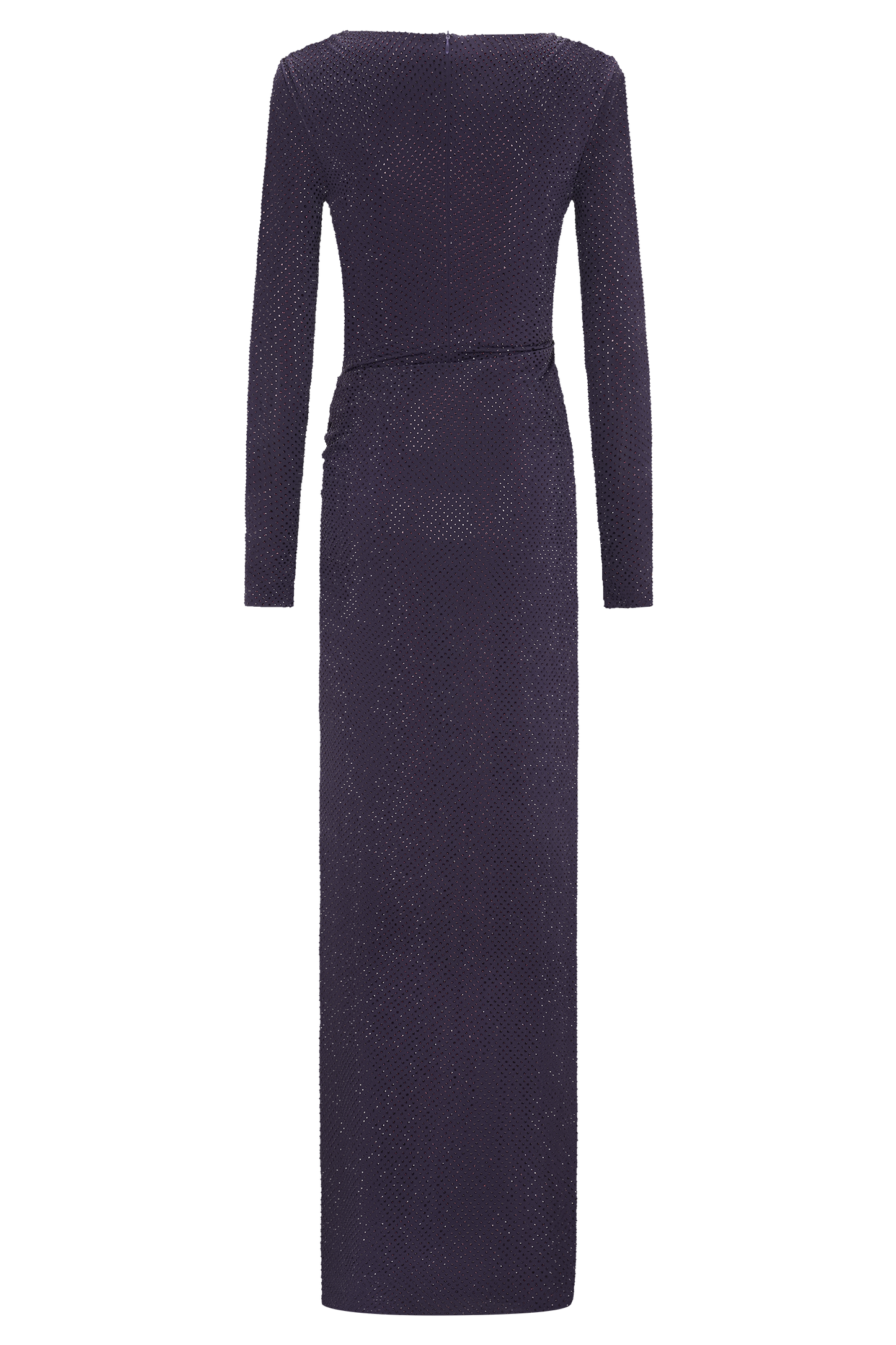 Rhinestone Long Sleeve Slit Maxi Dress