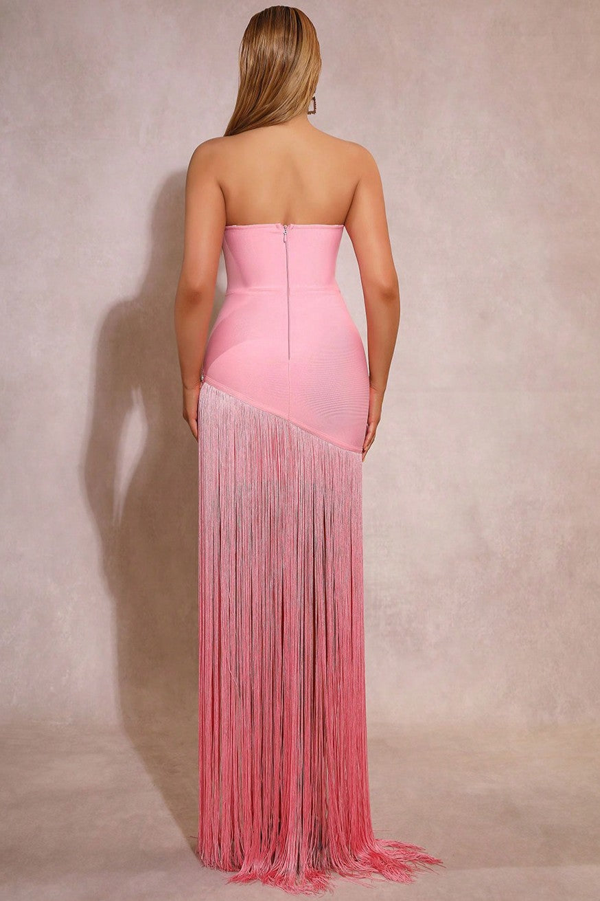 Beaded Embroidered Tassel Maxi Dress