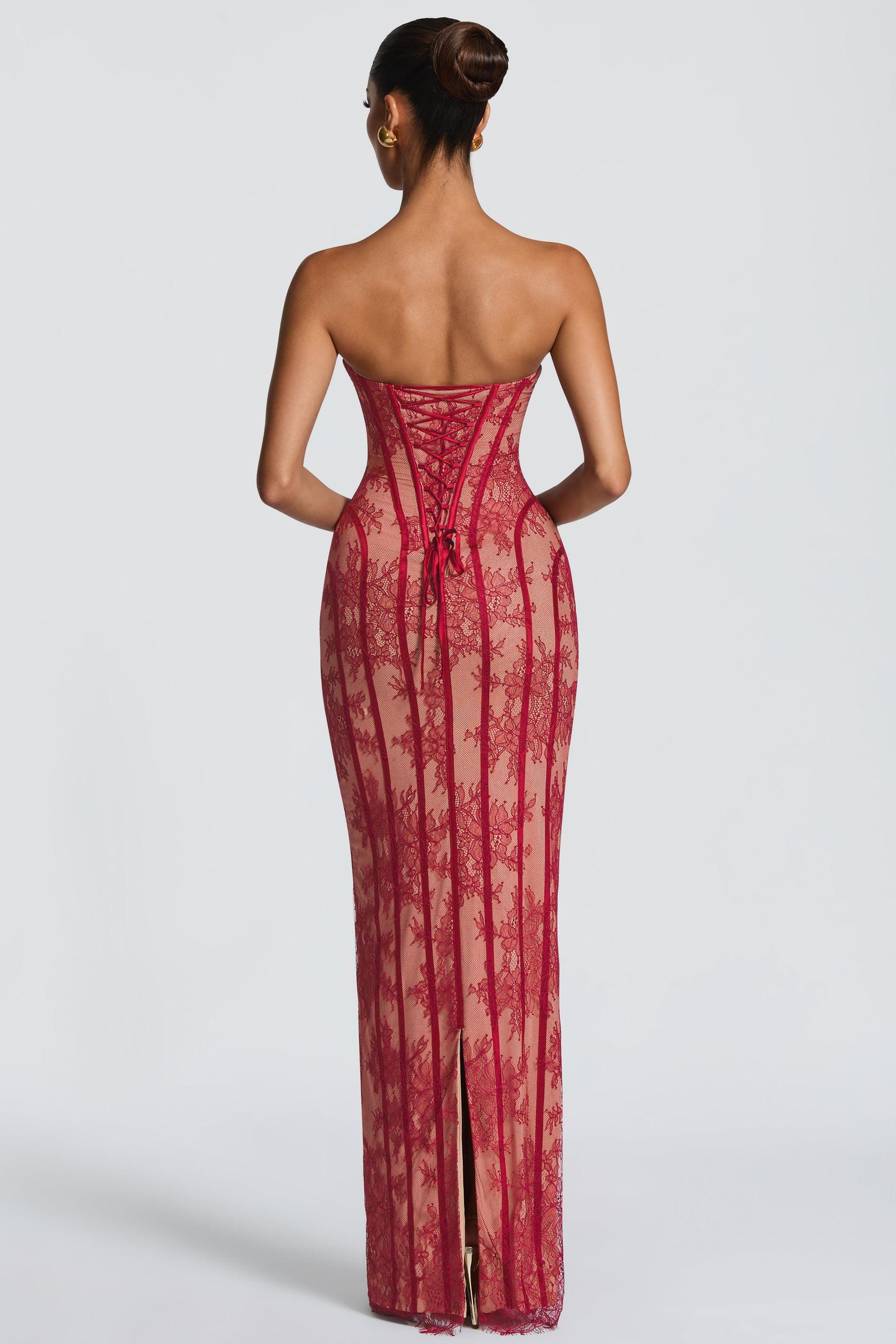 Off Shoulder Lace Sweetheart Neck Maxi Dress