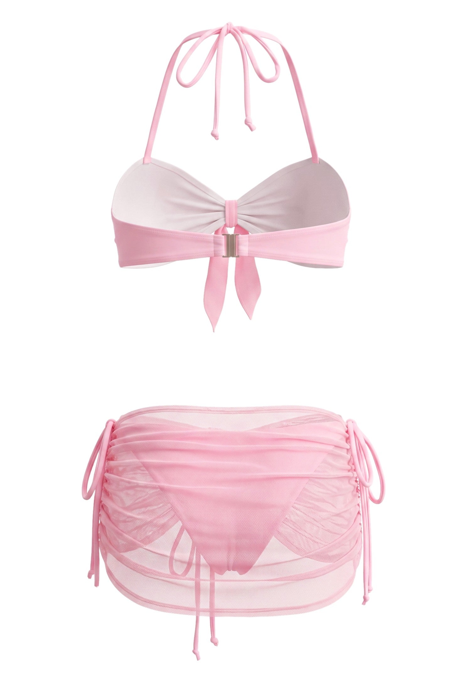 3D Flower Tie-Up Shirring Bikini Three Piece Set