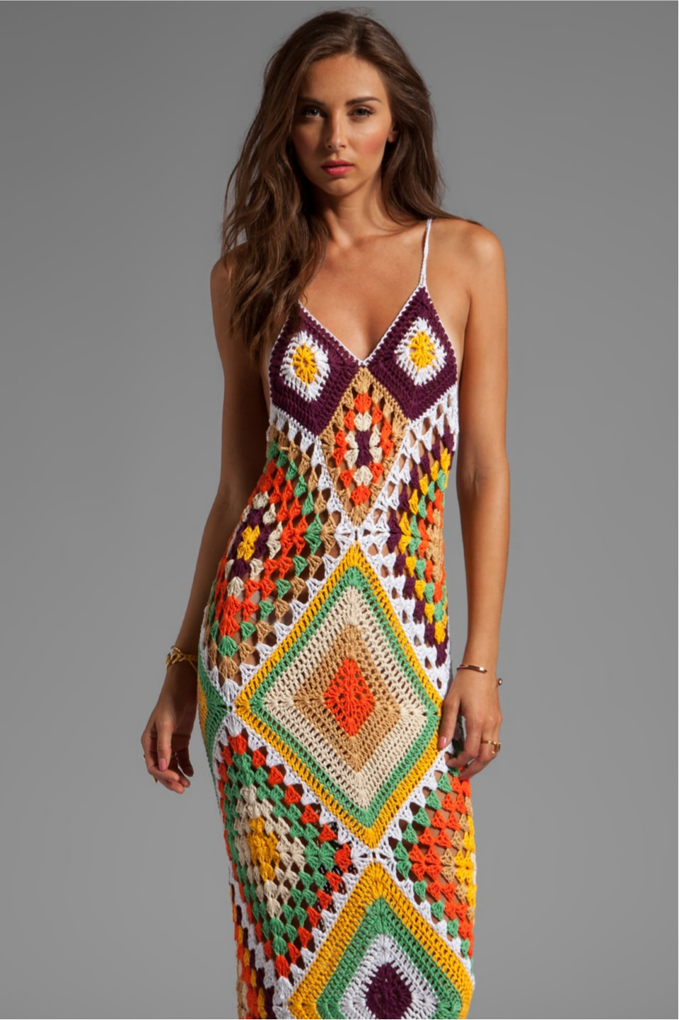 Crochet Cut-Out Slip Maxi Dress