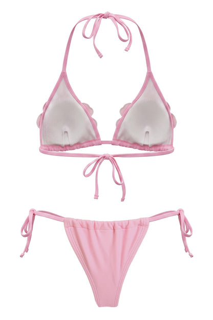 Sequin Beaded Flower Tie-Up Bikini Two Piece Set