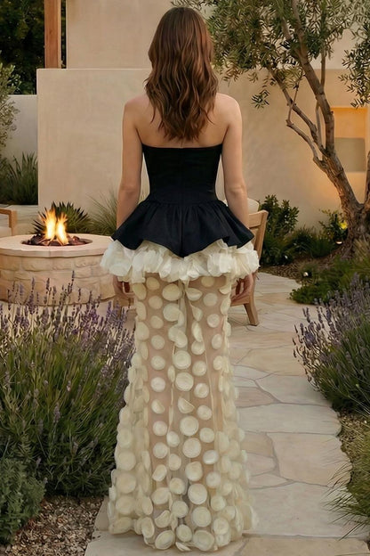 Contrast Color Polka Dot See-Through Maxi Dress
