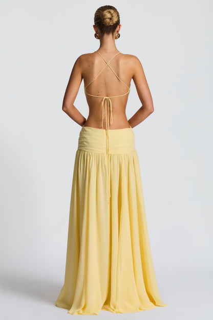 Mesh Cut-Out Tie-Up Maxi Dress