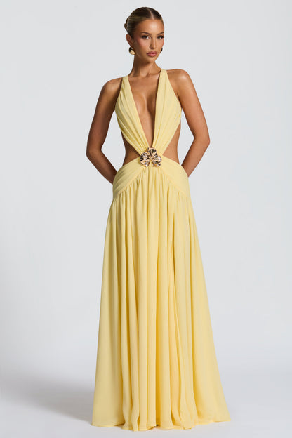 Mesh Cut-Out Tie-Up Maxi Dress