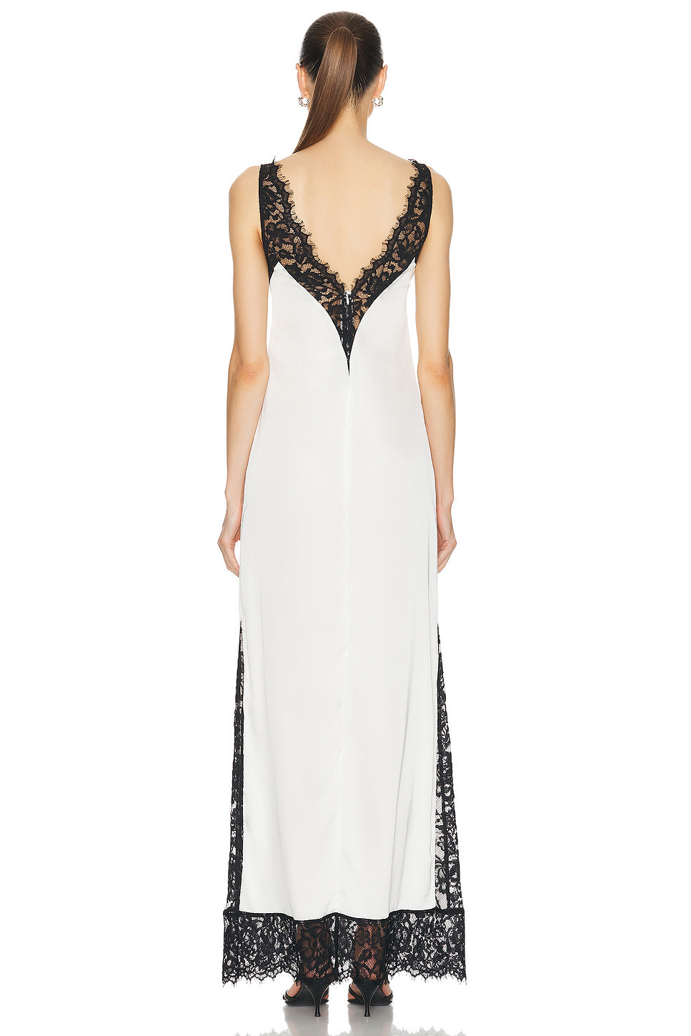Contrast Color Bandage Splicing Lace Maxi Dress