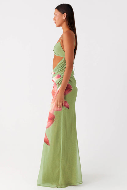 Jersey Floral Metal Decorations Maxi Dress