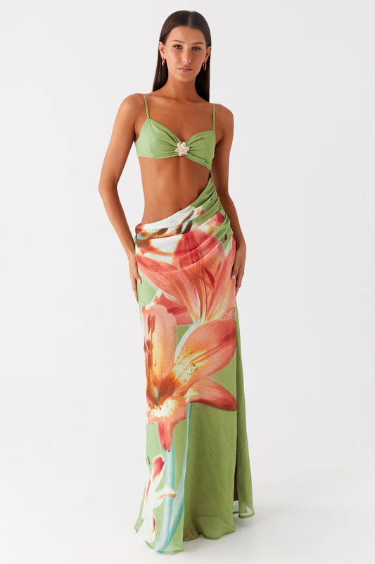 Jersey Floral Metal Decorations Maxi Dress