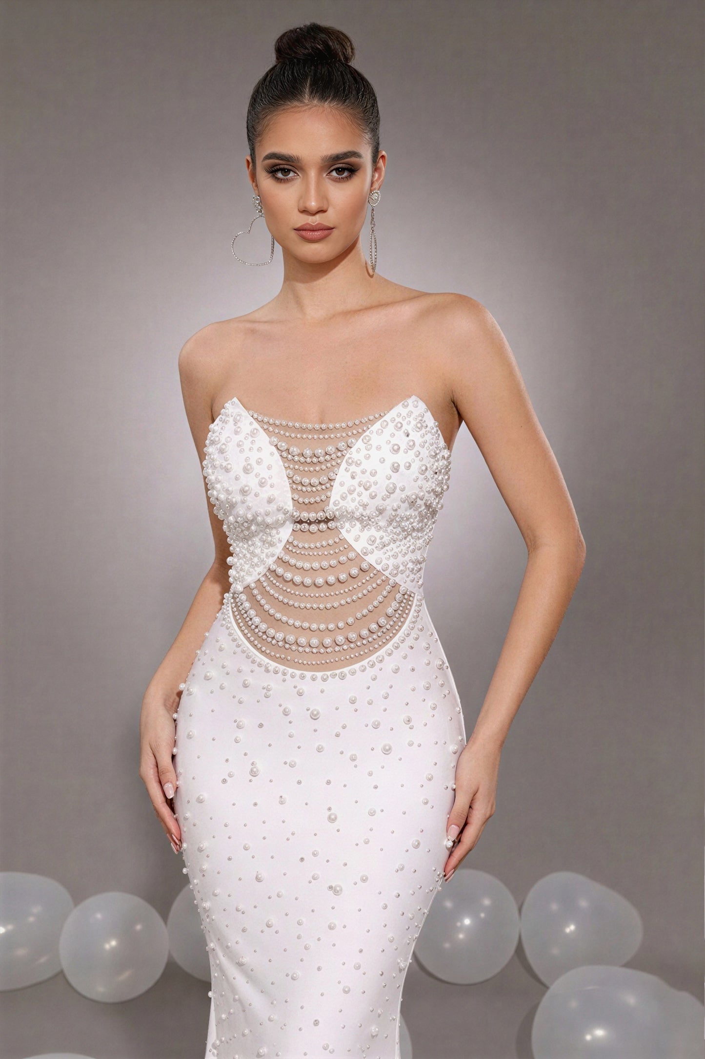 Bandage Rivet Rhinestone Maxi Dress