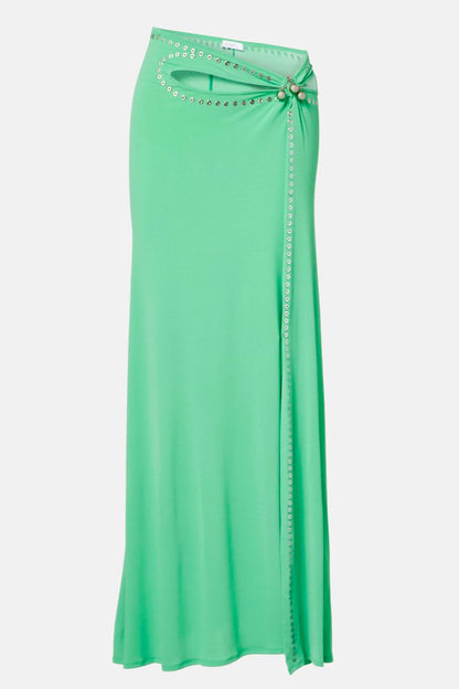 Jersey Metal Decorations Cut-Out Top & Low Waist Maxi Skirt Set
