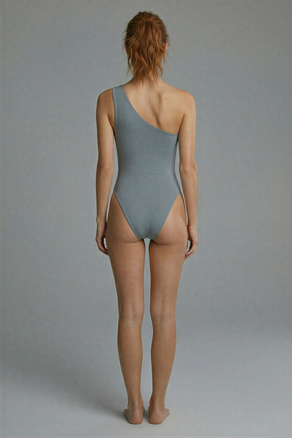 One-Shoulder Cut-Out Beaded One-Piece Swimsuit