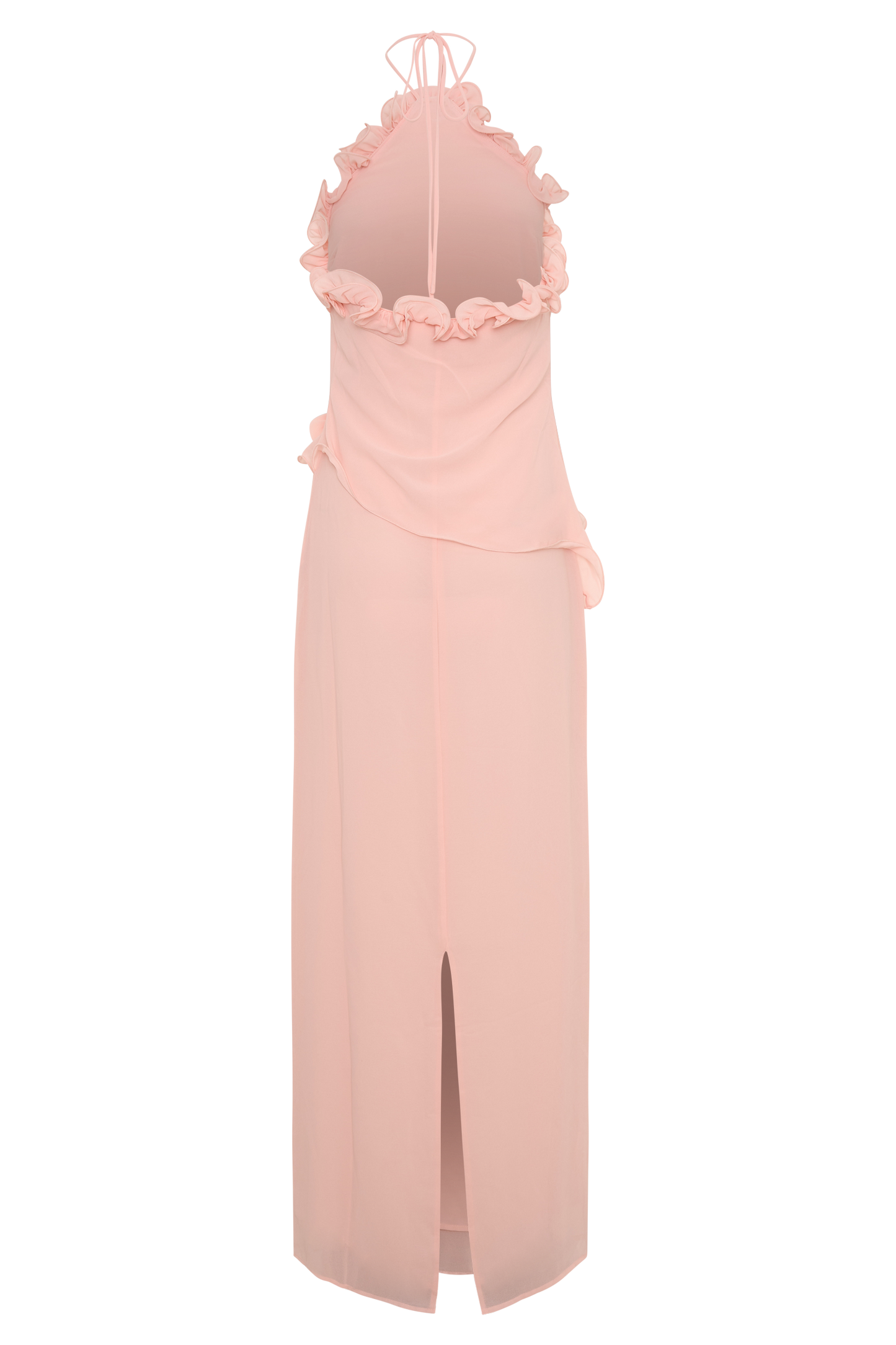 Halter Ruffle 3D Floral Maxi Dress