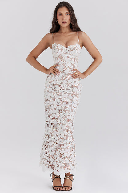 Lace Tie-Up Slip Maxi Dress