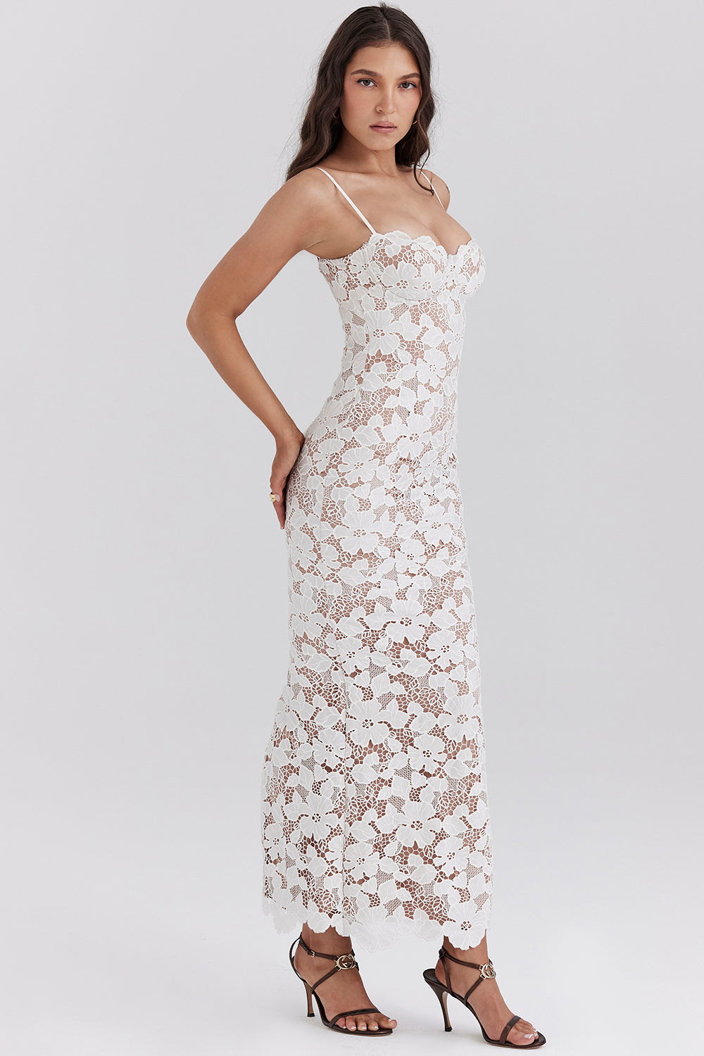 Lace Tie-Up Slip Maxi Dress