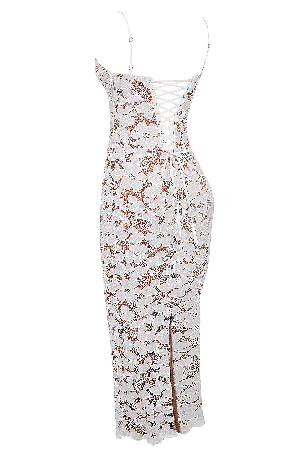 Lace Tie-Up Slip Maxi Dress
