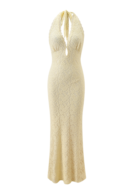 Lace Halter Cutout Maxi Dress
