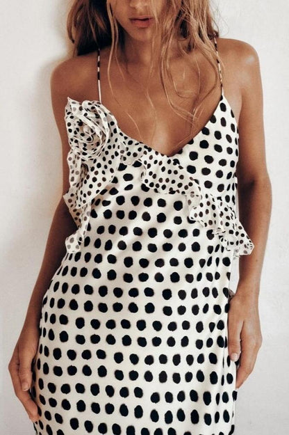 Polka Dot Ruffle Slip Maxi Dress
