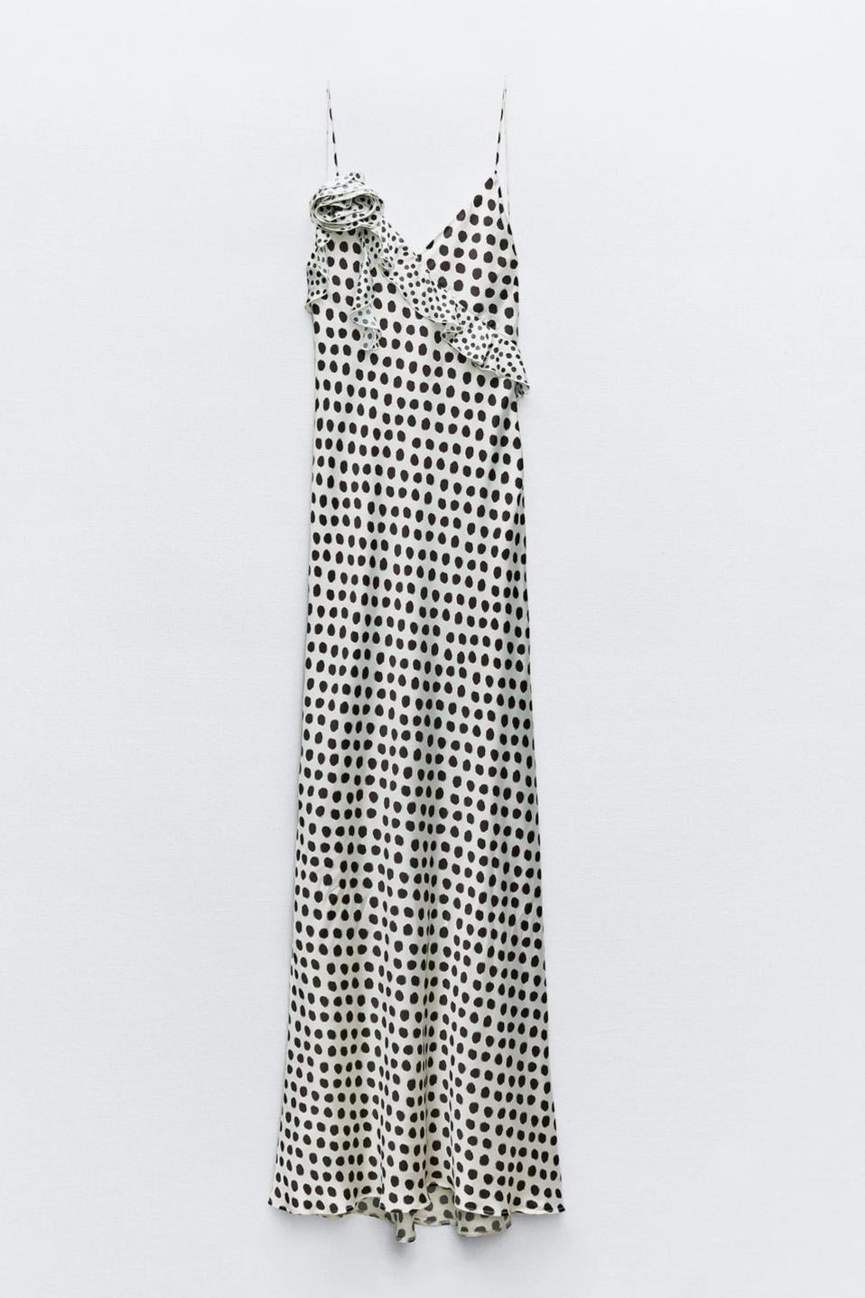 Polka Dot Ruffle Slip Maxi Dress