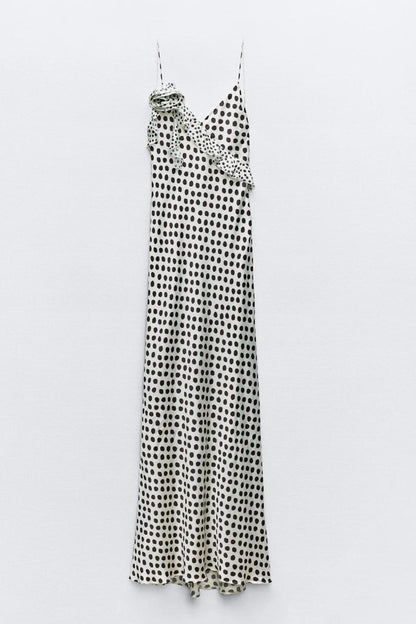 Polka Dot Ruffle Slip Maxi Dress