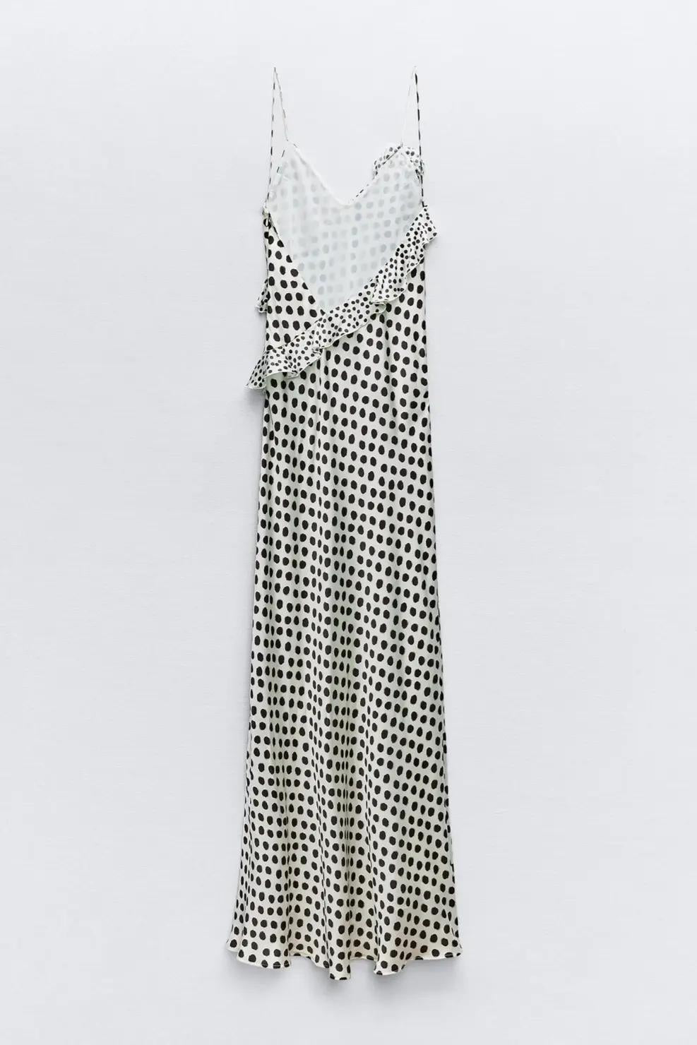 Polka Dot Ruffle Slip Maxi Dress