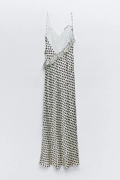 Polka Dot Ruffle Slip Maxi Dress