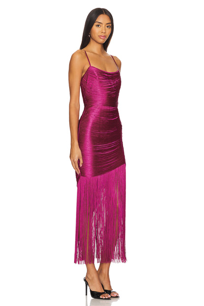 Bandage Tassel Slip Midi Dress