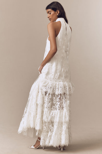 Lace See-Through Halter Neck Maxi Dress
