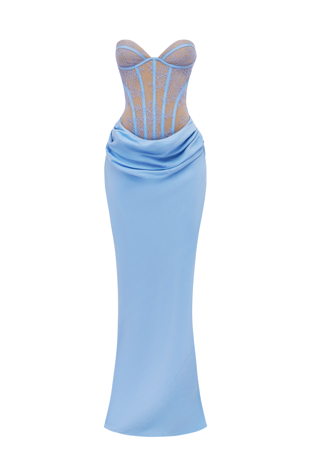 Lace Splicing Jersey Strapless Maxi Dress