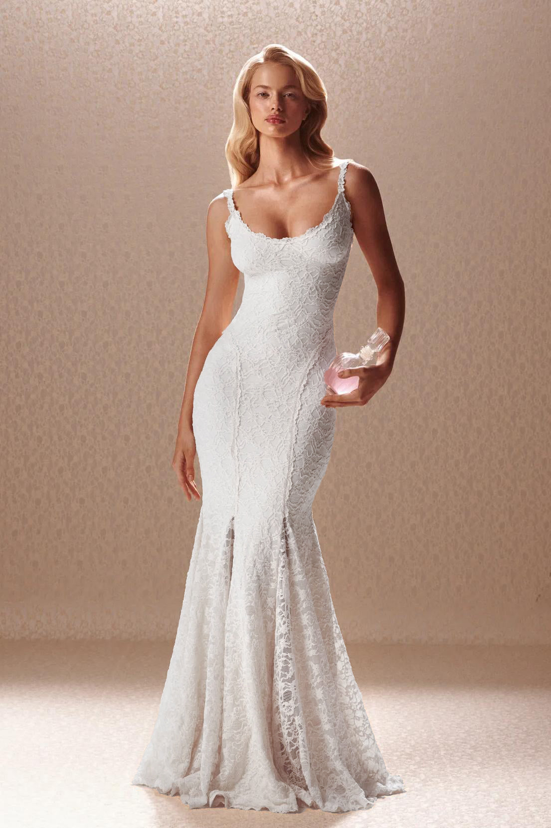 Lace Backless Tie-Up Maxi Dress