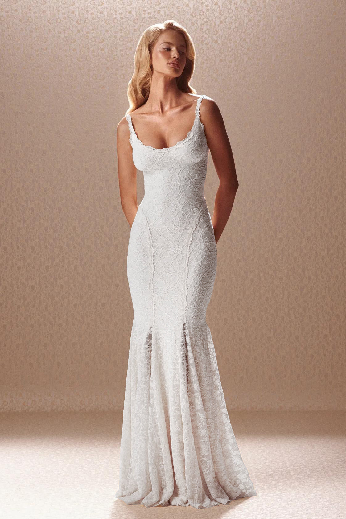 Lace Backless Tie-Up Maxi Dress