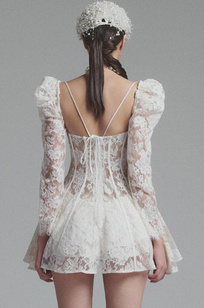 Lace Corset See-Through Mini Dress