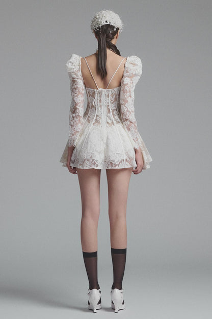 Lace Corset See-Through Mini Dress