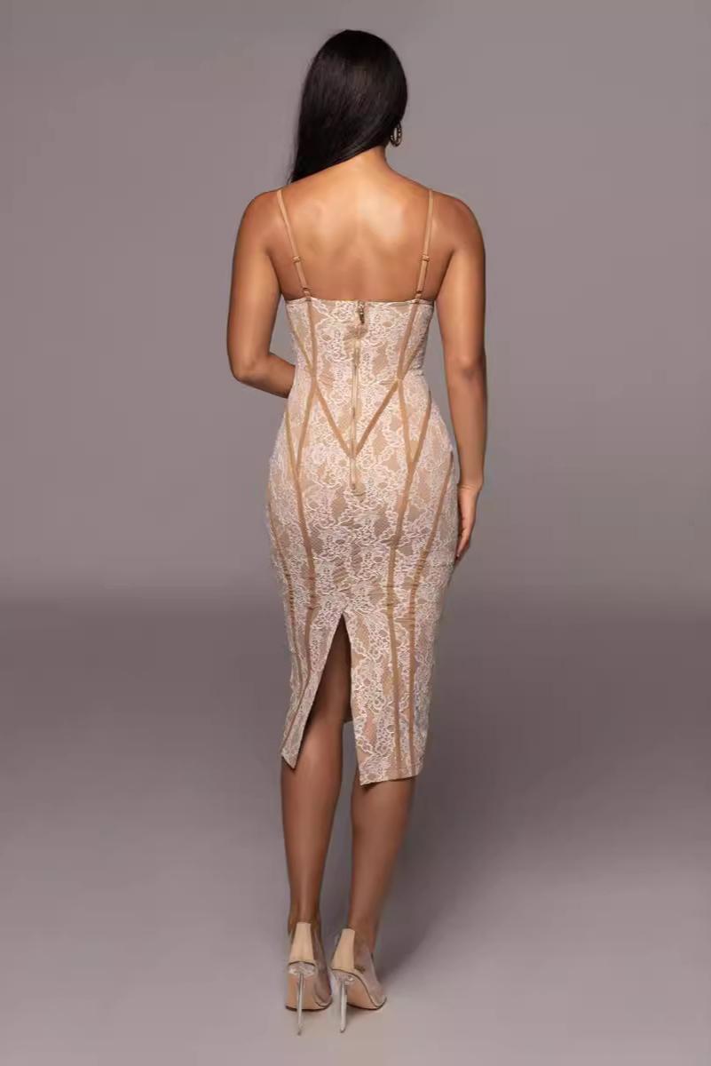 Lace Bodycon Midi Dress