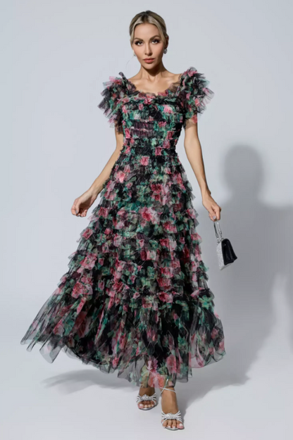 Nola Ruched Floral Maxi Dress