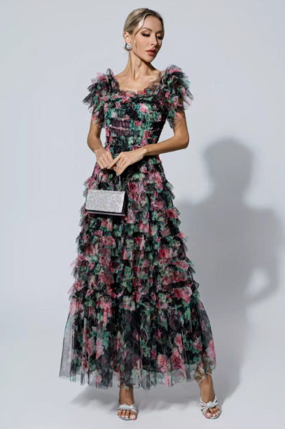 Nola Ruched Floral Maxi Dress