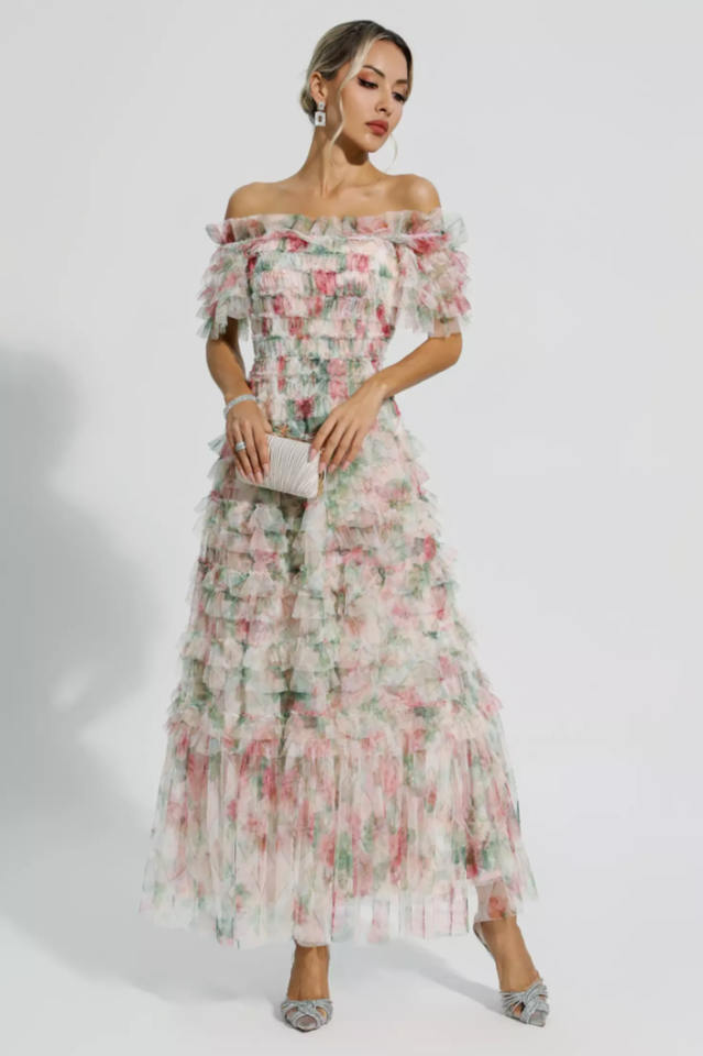 Nola Ruched Floral Maxi Dress