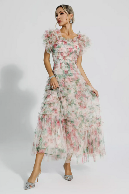 Nola Ruched Floral Maxi Dress
