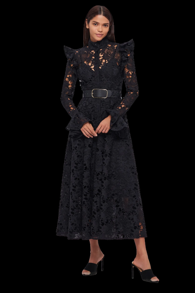 Aliyah Lace Butterfly Sleeve Midi Dress