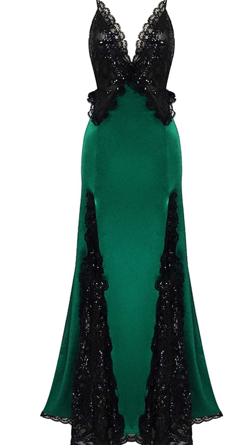 Susanna V-neck Sequin Embellished Maxi Dress